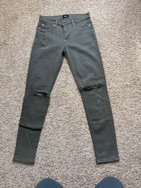 Hudson Jeans Olive Green Distressed Skinny Jeans